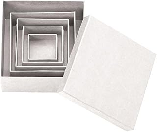 GLOREX Cardboard Square Boxes Set of 5, Natural, 14 x 14 x 5.3 cm
