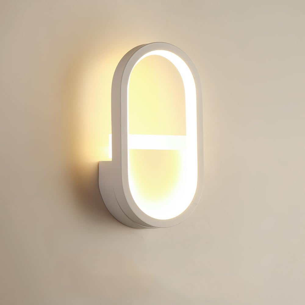 Mengjay Modern LED Wall Lights,16W Creative LED Wall Light Indoor,3 Lighting Colours Metal Wall Sconce Lights Bedroom Wall Lamp for Living Room Corridor Stairs Hallway Hotel (White)