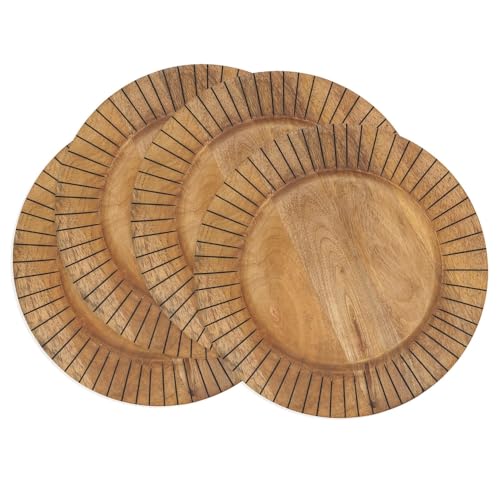 Platos Decorativos de Madera Fennco Styles 13 in Redondo Set 4 miniatura 1