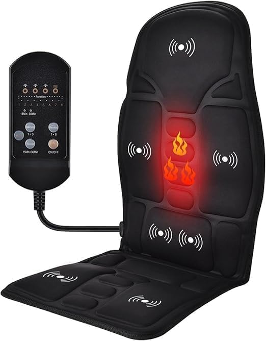 Sakar Car Seat Massager with Heat & Memory Foam Support | 8 Vibration Motors Full Back, Neck & Lumbar Massage Cushion | Heated Chair Pad for Car, Office, Home & Travel Comfort-image-9