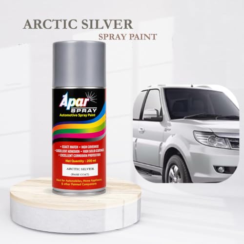 Image of APAR Spray Paint Arctic Silver (RC Colour Name) + GC Compatible for Tata Cars -200 ml (Pack of 2-Pcs)