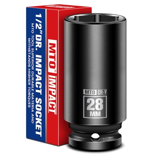 Image of MTO 1 /2 inch Drive 28mm Deep Impact Socket, 6-Point Metric Socket for Automotive Maintaince, CR-V Steel Meets ANSI Standards