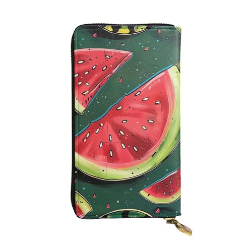 Watermelon Printed Long Wallet for Women Men Cute PU Leather Wallet with Coin Purse and Credit Card Holder