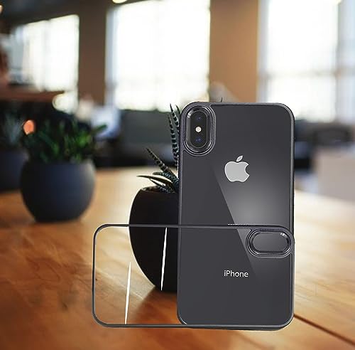 A rtistque Metal Clear Back Cover Case for iPhone X/XS |Sleek Hard Crystal ClearBack | Drop & Camera Protection | Shockproof Mobile Case for iPhone X/XS (PC & TPU - Black)