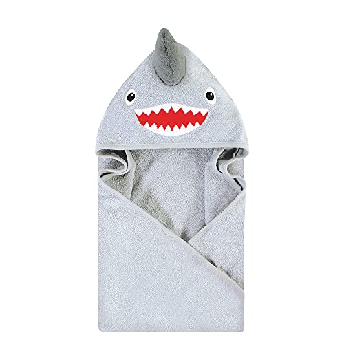 Image of Hudson Baby Unisex Baby Cotton Animal Face Hooded Towel, Shark, One Size