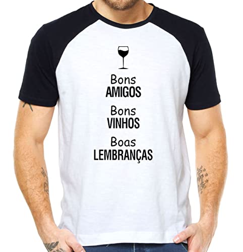 Camiseta bons amigos bons vinhos boas lembranças amizade Cor:Branco;Tamanho:M