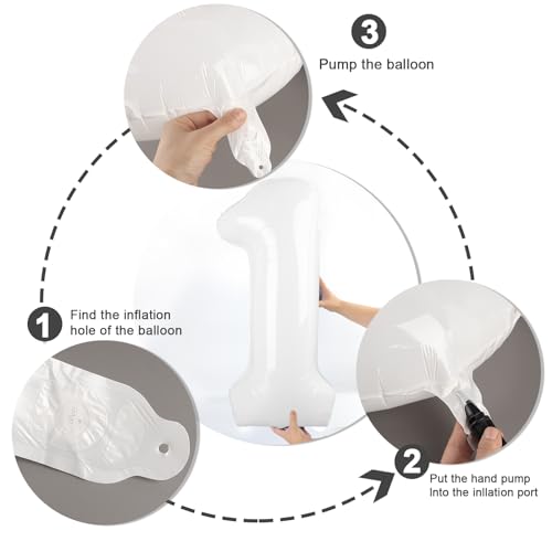 Image of 7 Balloon Numbers Birthday Decorations, 40In White Balloons for Men Women | Eye-catching Appearance, Perfect Decorative Centerpieces, Convenient Self-sealing Structure, Widely for Various Occasions