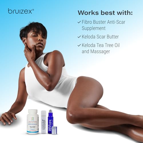 KELODA Deluxe Scar & Keloid Removal Oil & Massager, 0.33 oz | For Treatment of Surgical Scars and Piercing Keloids, Acne, Burns | With Coconut, Shea, Turmeric, Lavender, Helichrysum Oils and Vitamin E