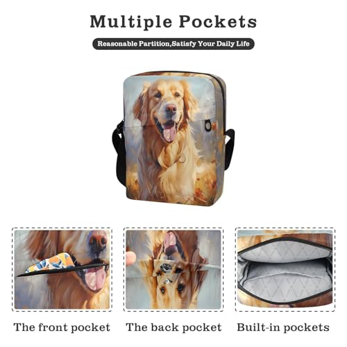 messenger bag crossbody crossbody bag Shoulder Hand Bag For Woman Adjustable Strap for business business- Ink Style Golden Retriever Yellow2