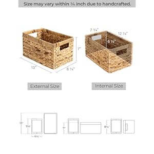 StorageWorks Wicker Basket, Baskets for Organizing, Storage Basket with Built-in Handles, Water Hyacinth Shelves (Medium 2-Pack, Natural Hyacinth) StorageWorks Wicker Basket Baskets for Organizing Storage Basket with Built in Handles Water Hyacinth Shelves Medium 2 Pack Natural Hyacinth