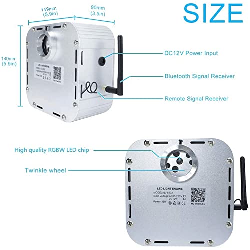 Akepo 32W App Twinkle Fiber Optic Lights Kit Music Activated Rgbw Star Ceiling Sky Light, 1000Pcs 16.4Ft/5M 0.03In/0.75Mm Optical Fiber Cable + 28Key Remote + Crystals For Car & Media Room Decor #TOP3