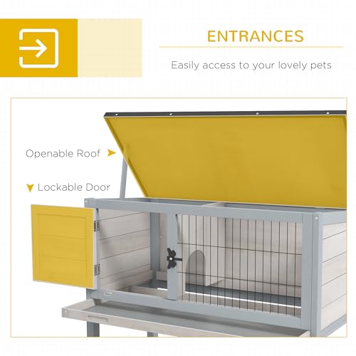 Pawhut USD51-119BK0131 Elevated Wooden Rabbit Hutch thumb #3