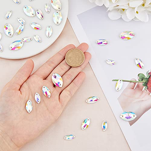 SUPERFINDINGS 85pcs 3 Styles Horse Eye Crystal Glass Rhinestones Sewing Rhinestones Flatback Stones with 2 Holes for DIY Crafts Clothes Shoes - Image 3