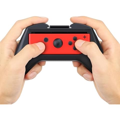 Aivalas Joycon Controller Grips for Nintendo Switch, Nintendo Switch Controller Holder, Comfort Grips Kit with Ergonomic Design, Wear-Resistant(2 Packs Black) Cover