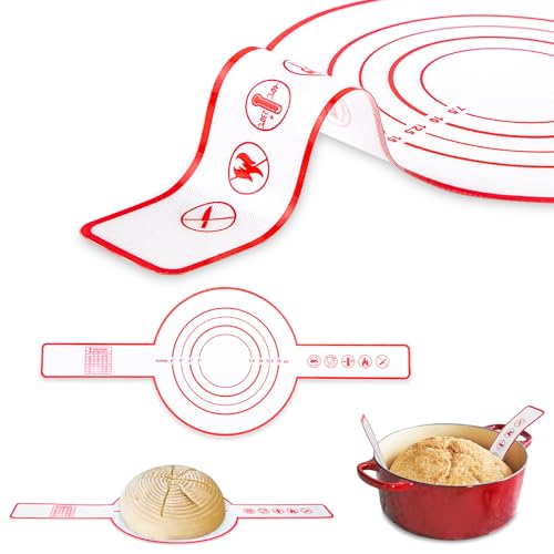 Bryantye Silicone Bread Sling for Dutch Oven, Non-Stick & Easy Clean Silicone Baking Mat with Long Handle to Transfer Sourdough, Reusable Heat Resistant Bread Sling with Cookie Cutters Set