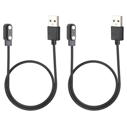 Magnetische smartwatch oplaadkabel 2,84 mm 2-polig USB snel opladen met beveiliging, 2 stuks, 60 cm, duurzaam TPE