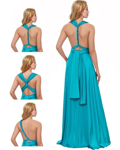 Image of Women's Proaid Convertible Infinity Dress with Bandeau - Multi-Way Long Bridesmaid Dress, Twist Wrap Dress for Weddings