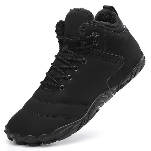 Hike Shoes Barefoot Men's Winter Warm Zero Drop Snow Boots Outdoor Waterproof Anti-Slip Wide Toe Box Five Finger Sneakers for Hiking Walking