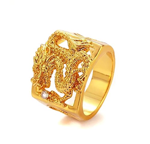 24K Gold Filled Men's Women's Dragon Ring And Austrian Crystal (12)