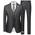 MAGE MALE Mens Suits Slim Fit 3 Piece Tuxedo Suit One Button Solid Prom Wedding Party Blazer Vest Pants Set with Tie