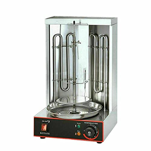 Dönergrill, 3KW Elektro Gas Schaschlik-Vertikal-Multigrill 2 Brenner Tischgrill Edelstahl Gyrosgrill BBQ Döner, Barbecue…