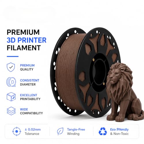Image of FILAMONT PLA+ 3D Printer Filament 1.75mm, High Strength & Low Warp Printing Material, Dimensional Accuracy ±0.02mm, Vacuum Sealed with Desiccant, 1kg Spool (Brown)