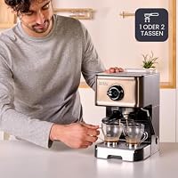 BLACK+DECKER BXCO1200E - Espressomaschine, 15 Bar, 1.200W, Thermoblock-Schnellerhitzung, Milchaufschäumer, gemahlener Kaffee oder Kaffepads, Edelstahl, schwarz – Ansicht 4