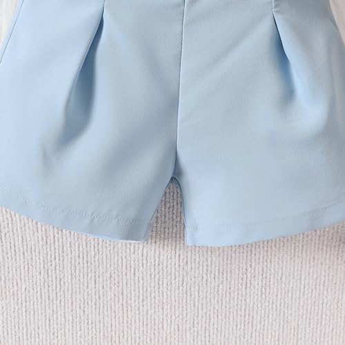BILIKEYU Roupas de verão para meninas fofas com laço sem mangas e calças de cintura alta, 2 peças, A