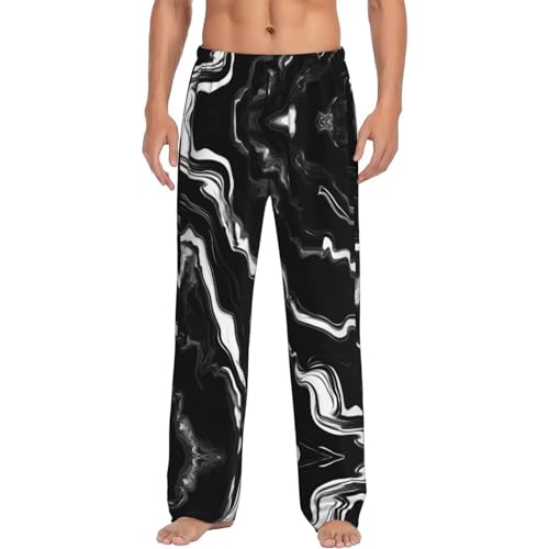 Pantalon de pyjama homme EdWal marbre noir et blanc en taille L avec poches