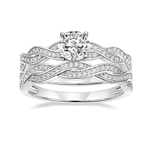 TIGRADE 1CT Wedding Band for Women CZ Bridal Ring Sets Cubic Zirconia Engagement Ring Twisted Unlimited Set Size 4-12,Size 9.5 TIGRADE 1CT Wedding Band for Women CZ Bridal Ring Sets Cubic Zirconia Engagement Ring Twisted Unlimited Set Size 4-12,Size 9.5