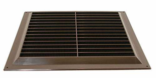 Map Plastic Louvre Air Vent with Flyscreen, for Openings 9" x 9" (229mm x 229mm), Triple Brick Grille Cover for Interior & Exterior Use, Brown