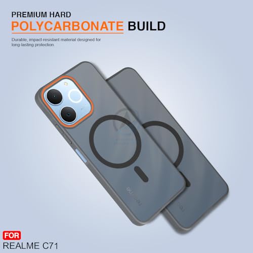 Image of AESTMO Realme C71 5G Back Cover | Slim Hard Shell | Matte Frosted Hard Back Translucent Back Cover for Realme C71 5G (Compatible with MagSafe Accessories, Black)