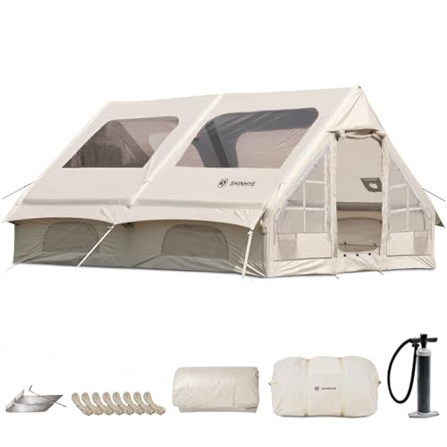 Image of Inflatable Tent for Camping Large Blow Up Tent Glamping Tent 4-8 Person House, Easy Set up Waterproof Outdoor Oxford Tents, 4 Season Air Tents with Pump