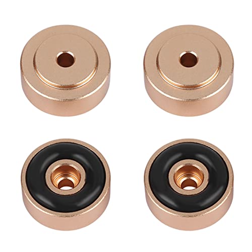 Pissente 4PCS Shock Absorber Pads Amplifier Feet, Made of Aluminum Alloy, Raise Height for Real Stereo Sound, Detachable Rubber Ring, for Long Time Use (Gold)