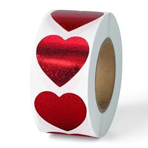 Imeepa 500 Stück Rote Glitzer Herzaufkleber