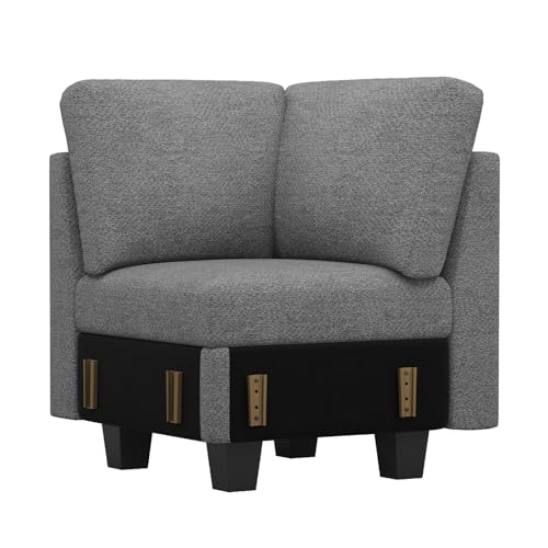 Belffin Chenille Corner Seat for Modular Couch. Sectional Sofa Module. Light Grey. Light Grey Cornor Module