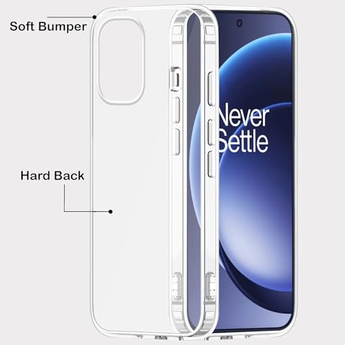 Image of Amazon Brand - Solimo Compatible with OnePlus 15R 5G Case Cover Transparent Non-Slip Hard PC Shockproof Bumper Protective Back Cover - Clear