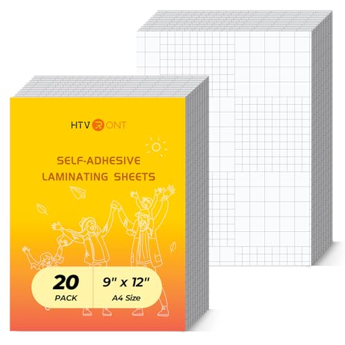 HTVRONT Self-Adhesive Laminating Sheets - 20 Sheets, 4mil, 9 x 12 Inches Self Laminating Sheets, No Machine Needed, Clear Laminating Sheets for Protecting Documents, Photos, Menus, Stickers
