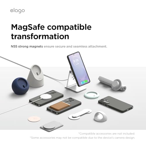 Image of elago Magnetic Silicone Case Compatible with Samsung Galaxy S26 Ultra Case, Compatible with MagSafe Accessories, Protective Cover, Shockproof, Slim, Anti-Scratch Soft Microfiber Lining (Medium Grey)