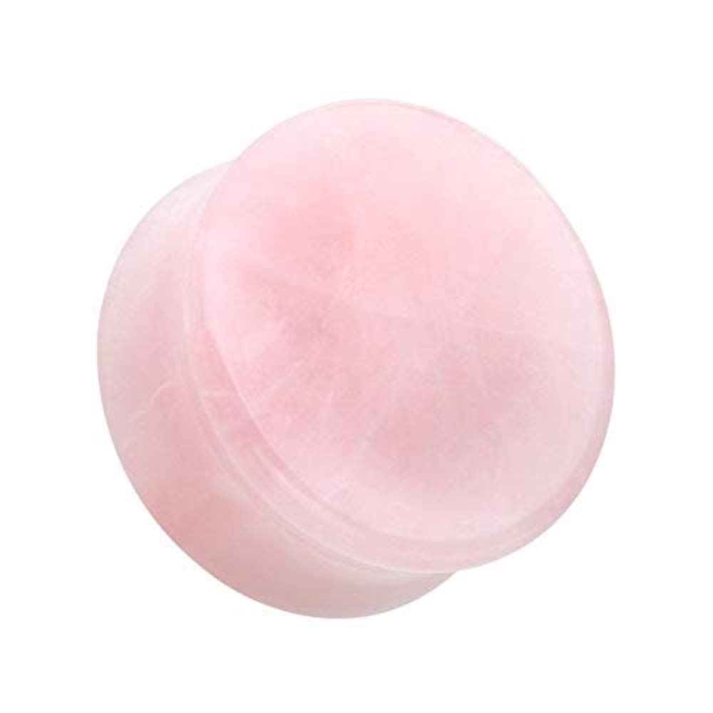 Covet Jewelry Pink Rose Quartz Natural Stone Double Flared Ear Gauge Plug