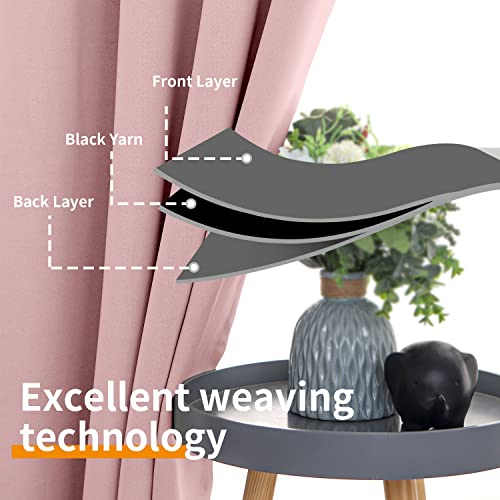 Image of YoungsTex Light Pink Room Darkening Curtains 54 Inch Length - Thermal Insulated Window Drapes with Grommet Privacy for Living Room Bedroom, 2 Panels, 42 x 54 Inch