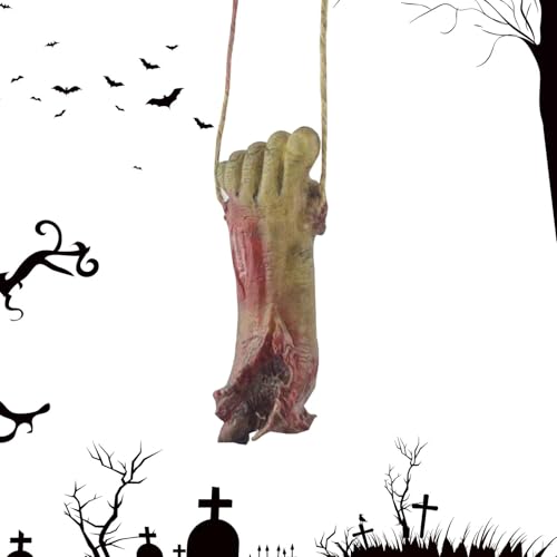 Decoración de partes del cuerpo de Halloween – Decoración de partes del cuerpo falsas, decoración de pared de mano de sangre de Halloween, juego de pies de manos humanas falsas, dedos falsos
