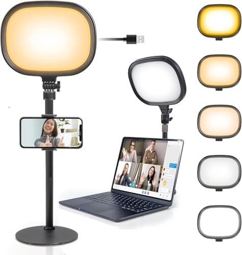 Image of NiceVeedi LED Key Light with Tripod Stand for Video Recording, 5 Color Temperatures 3200K-5600K, Dimmable 1455 Lumens, CRI 95+, USB Powered Desk Light for YouTube, Streaming, Zoom Calls