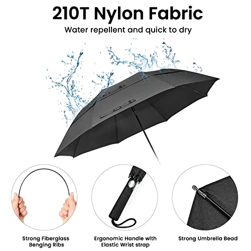 Prospo 62 Inch Portable Golf Umbrella Oversize Automatic Open Stick Umbrella, Extra Large Double Canopy Vented Windproof Waterproof Umbrella For Rain #TOP5