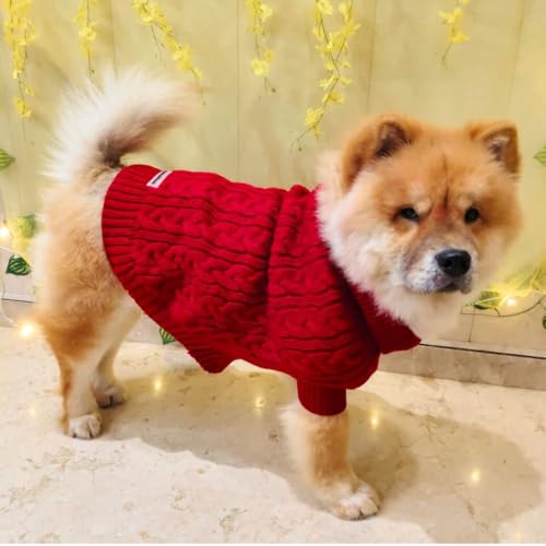 Image of Lulala Dog Sweater for Winter | Warm Knitted Woolen Sweater for Small & Medium Dogs | Cozy Cable Knit Pullover for Pets | Soft & Stretchable Winter Dog Clothes