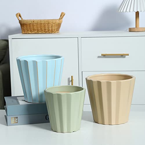 Pots de fleurs géométriques en céramique avec soucoupe - 5
