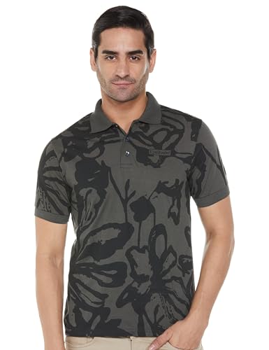 Image of Noble Monk Men's Cotton Regular Fit Polo Neck Printed Half Sleeve T-Shirt