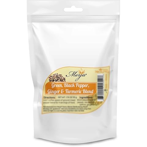 Merja Herbs Ground Green & Black Pepper, Ginger & Turmeric Blend -Seasonings for Meat, Soups & Salad - 100% Natural Dried Cover