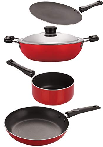 Image of Nirlon Non Stick Aluminium Heat Resistance Cookware Set of 4 Pieces with Bakelite Handle (Gas Compatible)(2.6mm CT11 DKD(B) SP(M) TP24)