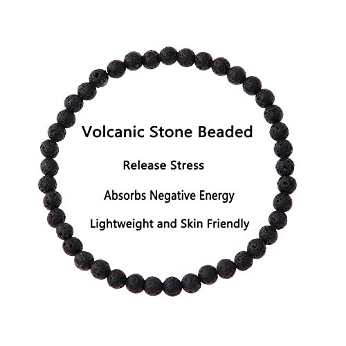 Uomnicue 2 Pack Boho Surfer Bracelet For Men Women, Handmade Summer Beach Bracelets, 100% Waterproof Adjustable Volcanic Stone Beaded Braided Bracelets Jewelry Festival Accessories (White + Black) #TOP3